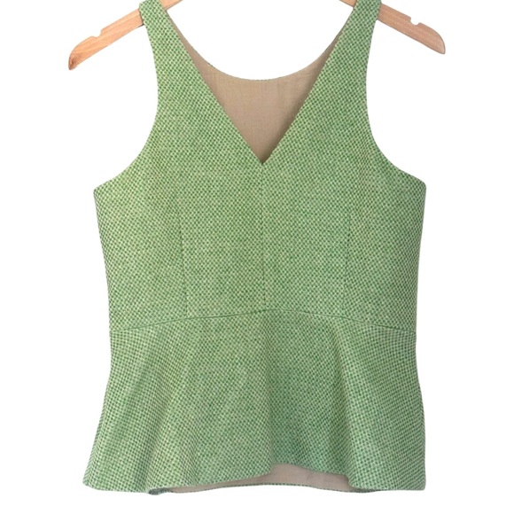 BANANA REPUBLIC Green Tweed Peplum Shell Top, size 2 - Picture 3 of 3